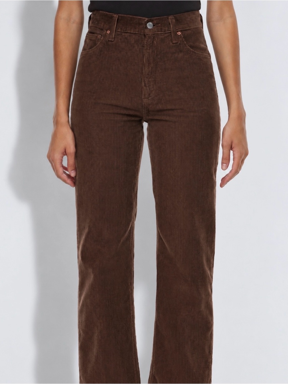 Aritzia DENIM FORUM Arlo High Rise Straight Brown Corduroy Pants Size 29
